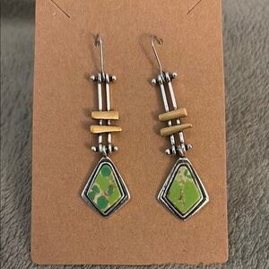 Elegant Silver and Green Earrings